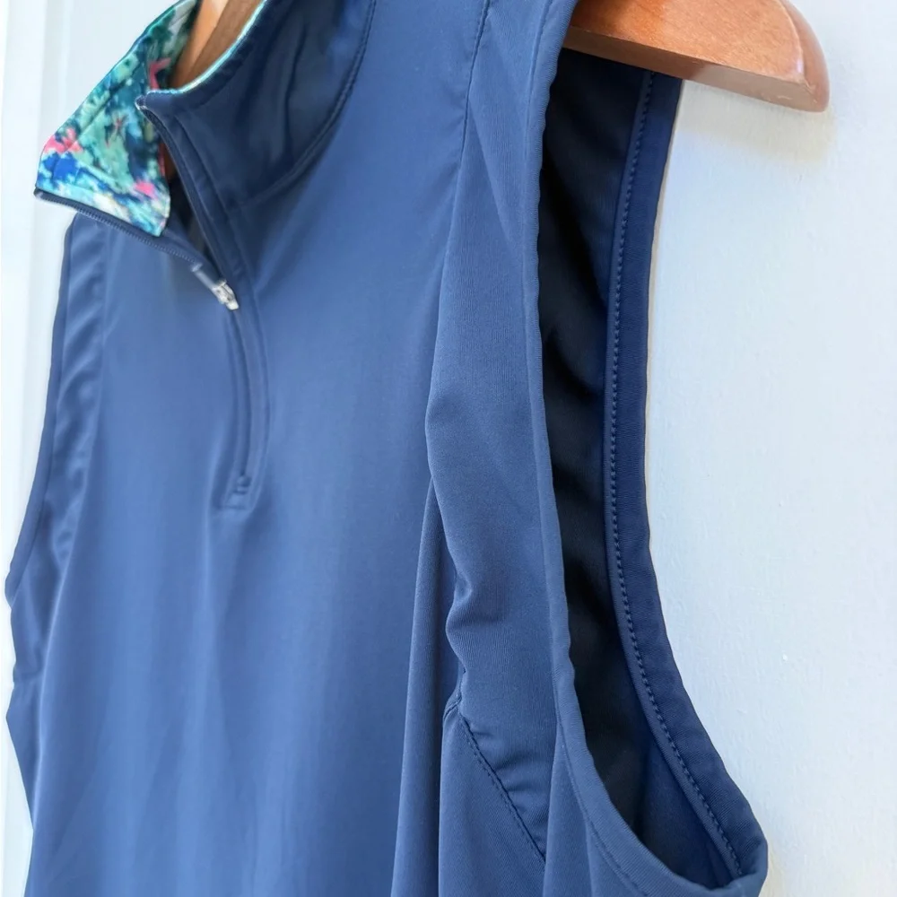 Lady Hagen Navy Sleeveless 1/4 Zip Golf Polo - Picture 2 of 5